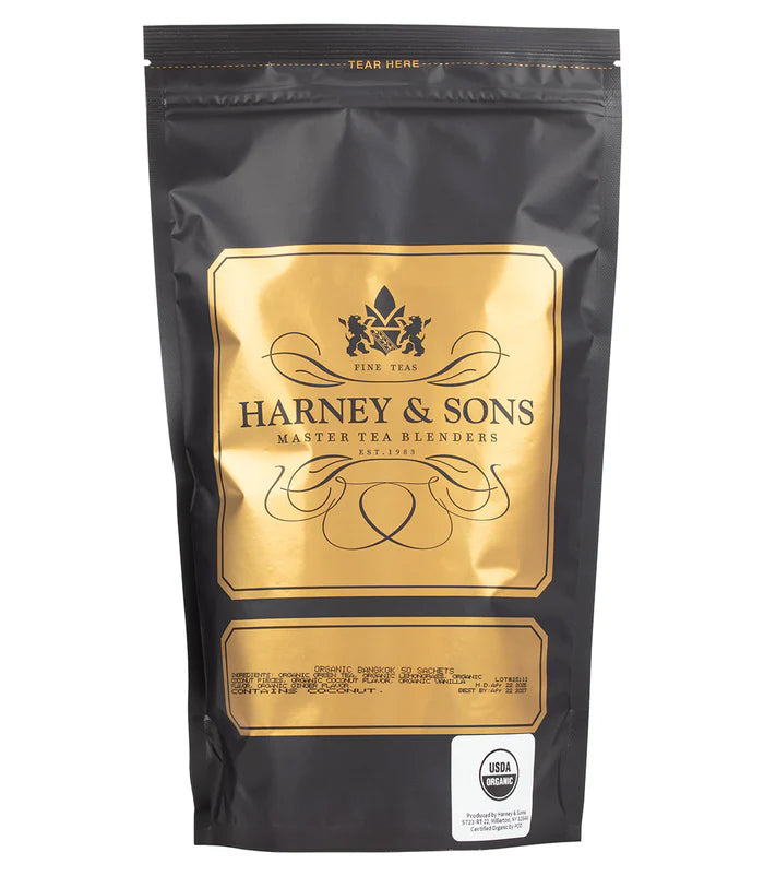 Organic Bangkok (Green Tea with Coconut, Ginger and Vanilla) - Sachets Bag of 50 Sachets - Harney & Sons Fine Teas
