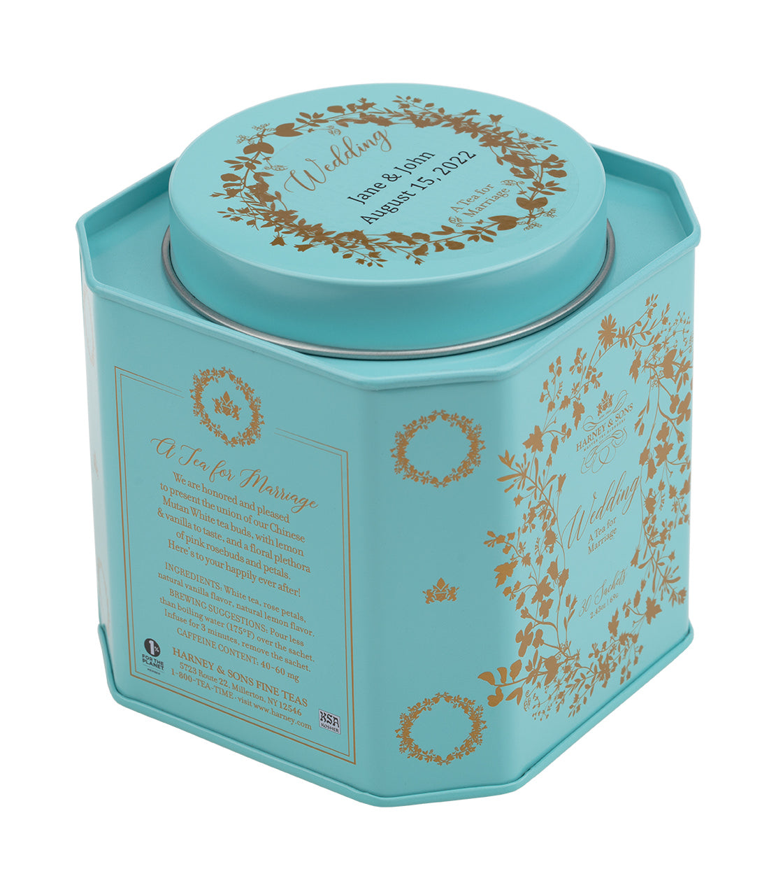 Wedding Tea - Sachets Personalized Tin of 30 Sachets - Harney & Sons Fine Teas