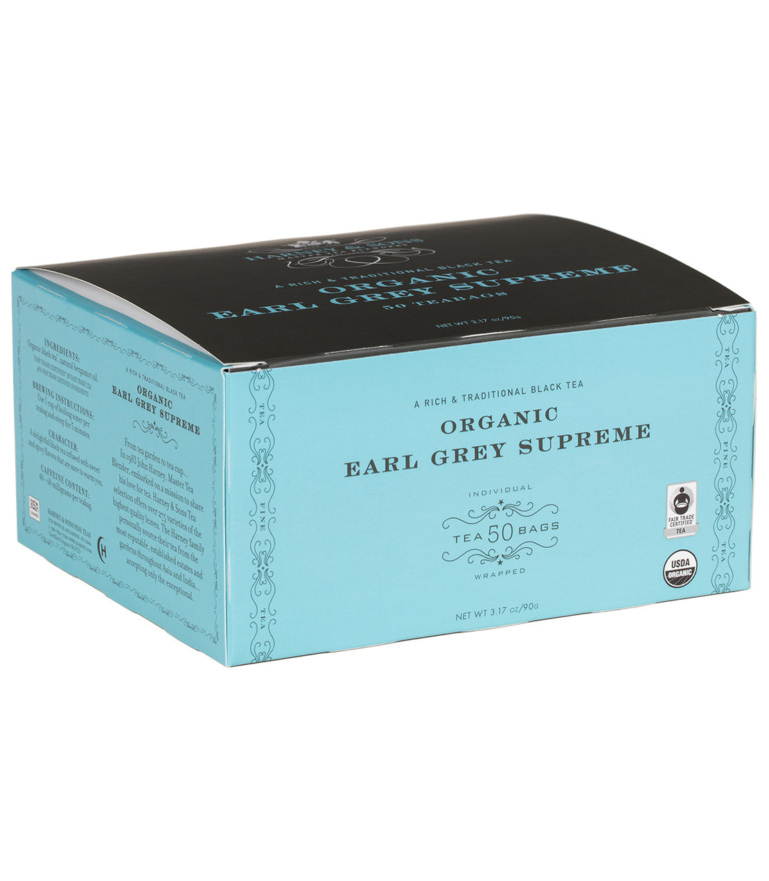 Organic Earl Grey Supreme, Box of 50 Foil Wrapped Teabags -   - Harney & Sons Fine Teas