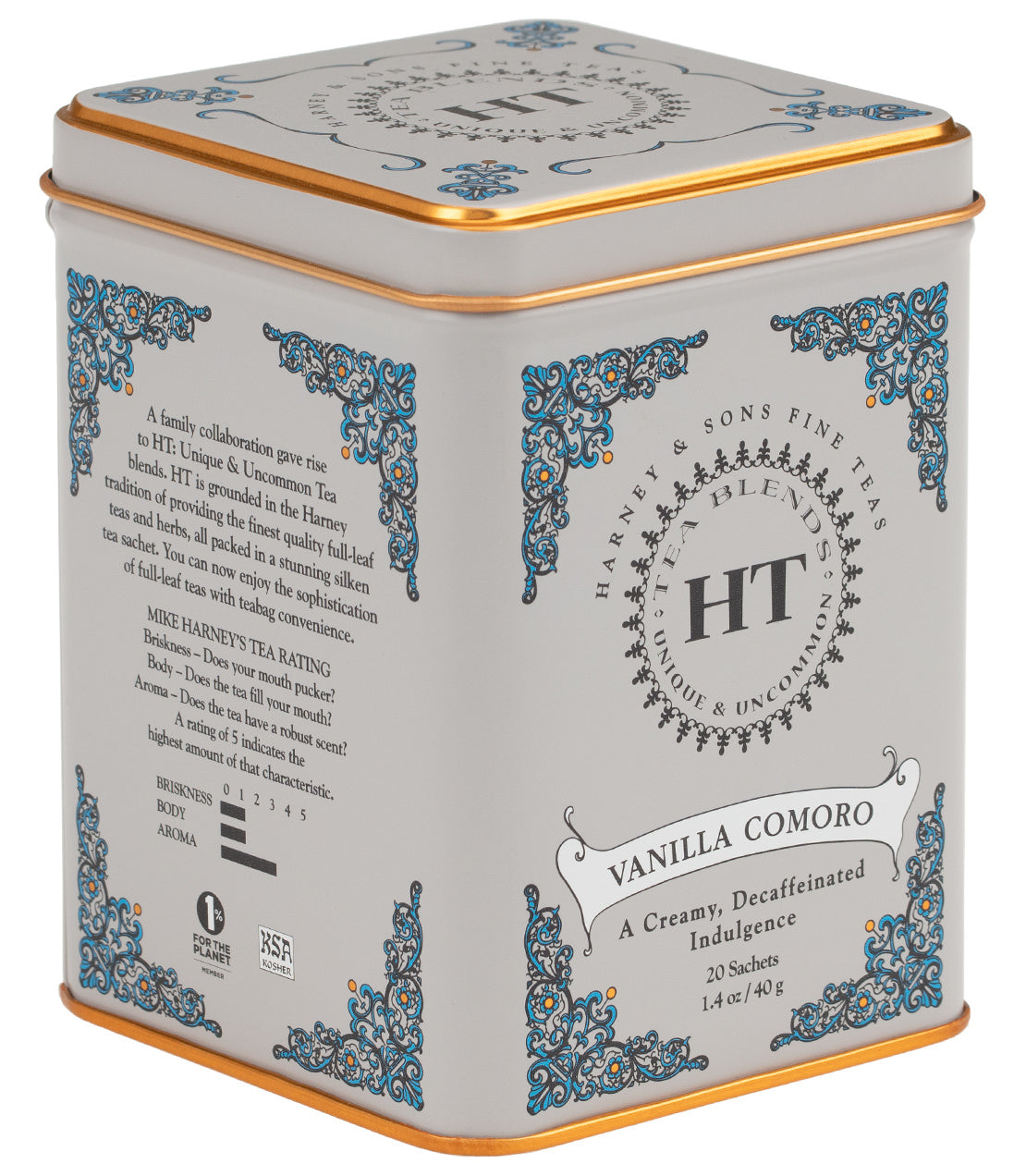 Decaf Vanilla Comoro - Sachets HT Tin of 20 Sachets - Harney & Sons Fine Teas
